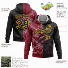 Load image into Gallery viewer, Custom Stitched Graffiti Pattern Black Crimson-Gold 3D Scratch Sports Pullover Sweatshirt Hoodie
