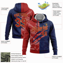 Load image into Gallery viewer, Custom Stitched Graffiti Pattern Red Navy-Old Gold 3D Scratch Sports Pullover Sweatshirt Hoodie
