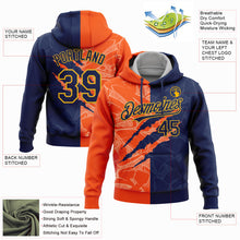 Load image into Gallery viewer, Custom Stitched Graffiti Pattern Navy Orange-Gold 3D Scratch Sports Pullover Sweatshirt Hoodie
