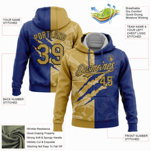 Load image into Gallery viewer, Custom Stitched Graffiti Pattern Old Gold Royal-Black 3D Scratch Sports Pullover Sweatshirt Hoodie
