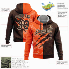 Load image into Gallery viewer, Custom Stitched Graffiti Pattern Brown Orange-Cream 3D Scratch Sports Pullover Sweatshirt Hoodie
