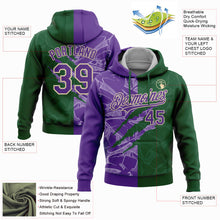 Load image into Gallery viewer, Custom Stitched Graffiti Pattern Purple Green-Cream 3D Scratch Sports Pullover Sweatshirt Hoodie
