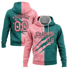 Load image into Gallery viewer, Custom Stitched Graffiti Pattern Medium Pink Teal-Black 3D Scratch Sports Pullover Sweatshirt Hoodie
