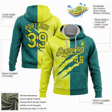 Load image into Gallery viewer, Custom Stitched Graffiti Pattern Neon Yellow Teal-Black 3D Scratch Sports Pullover Sweatshirt Hoodie
