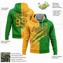 Load image into Gallery viewer, Custom Stitched Graffiti Pattern Gold Grass Green-Black 3D Scratch Sports Pullover Sweatshirt Hoodie
