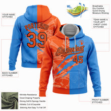 Load image into Gallery viewer, Custom Stitched Graffiti Pattern Orange Powder Blue-Black 3D Scratch Sports Pullover Sweatshirt Hoodie
