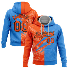 Load image into Gallery viewer, Custom Stitched Graffiti Pattern Orange Powder Blue-Black 3D Scratch Sports Pullover Sweatshirt Hoodie
