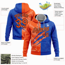 Load image into Gallery viewer, Custom Stitched Graffiti Pattern Orange Thunder Blue-Black 3D Scratch Sports Pullover Sweatshirt Hoodie
