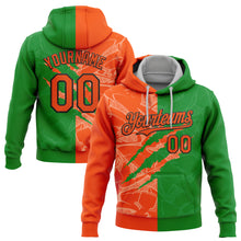 Load image into Gallery viewer, Custom Stitched Graffiti Pattern Orange Grass Green-Black 3D Scratch Sports Pullover Sweatshirt Hoodie
