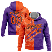 Load image into Gallery viewer, Custom Stitched Graffiti Pattern Orange Purple-Black 3D Scratch Sports Pullover Sweatshirt Hoodie
