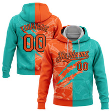 Load image into Gallery viewer, Custom Stitched Graffiti Pattern Orange Aqua-Black 3D Scratch Sports Pullover Sweatshirt Hoodie
