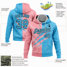 Load image into Gallery viewer, Custom Stitched Graffiti Pattern Sky Blue Medium Pink-Black 3D Scratch Sports Pullover Sweatshirt Hoodie
