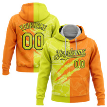 Load image into Gallery viewer, Custom Stitched Graffiti Pattern Neon Yellow Bay Orange-Black 3D Scratch Sports Pullover Sweatshirt Hoodie
