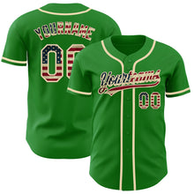 Load image into Gallery viewer, Custom Grass Green Vintage USA Flag-Cream Authentic Baseball Jersey
