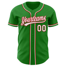 Load image into Gallery viewer, Custom Grass Green White-Red Authentic Baseball Jersey
