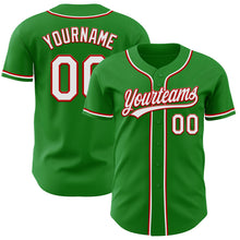 Load image into Gallery viewer, Custom Grass Green White-Red Authentic Baseball Jersey
