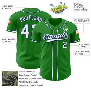 Custom Grass Green White-Royal Authentic Baseball Jersey