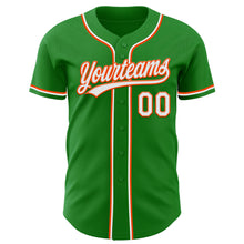 Load image into Gallery viewer, Custom Grass Green White-Orange Authentic Baseball Jersey
