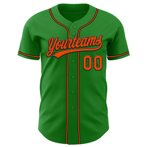 Custom Grass Green Orange-Black Authentic Baseball Jersey