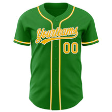 Load image into Gallery viewer, Custom Grass Green Gold-White Authentic Baseball Jersey
