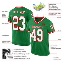 Load image into Gallery viewer, Custom Grass Green White-Red Mesh Authentic Throwback Football Jersey
