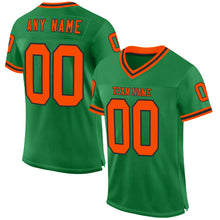 Load image into Gallery viewer, Custom Grass Green Orange-Black Mesh Authentic Throwback Football Jersey
