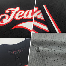 Load image into Gallery viewer, Custom Gray Orange-Black Mesh Authentic Throwback Baseball Jersey
