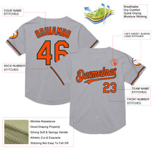 Load image into Gallery viewer, Custom Gray Orange-Black Mesh Authentic Throwback Baseball Jersey
