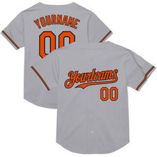 Load image into Gallery viewer, Custom Gray Orange-Black Mesh Authentic Throwback Baseball Jersey
