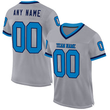 Load image into Gallery viewer, Custom Gray Blue-Navy Mesh Authentic Throwback Football Jersey
