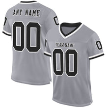 Load image into Gallery viewer, Custom Gray Black-White Mesh Authentic Throwback Football Jersey
