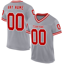 Load image into Gallery viewer, Custom Gray Red-White Mesh Authentic Throwback Football Jersey
