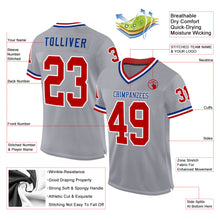 Load image into Gallery viewer, Custom Gray Red-Royal Mesh Authentic Throwback Football Jersey
