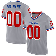 Load image into Gallery viewer, Custom Gray Red-Royal Mesh Authentic Throwback Football Jersey
