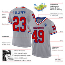 Load image into Gallery viewer, Custom Gray Red-Royal Mesh Authentic Throwback Football Jersey
