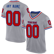 Load image into Gallery viewer, Custom Gray Red-Royal Mesh Authentic Throwback Football Jersey
