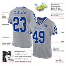 Load image into Gallery viewer, Custom Gray Royal-White Mesh Authentic Throwback Football Jersey
