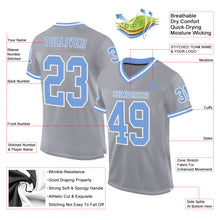 Load image into Gallery viewer, Custom Gray Light Blue-White Mesh Authentic Throwback Football Jersey
