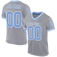 Load image into Gallery viewer, Custom Gray Light Blue-White Mesh Authentic Throwback Football Jersey
