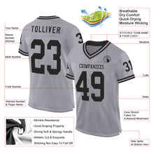 Load image into Gallery viewer, Custom Gray Black Mesh Authentic Throwback Football Jersey
