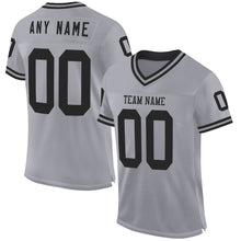 Load image into Gallery viewer, Custom Gray Black Mesh Authentic Throwback Football Jersey
