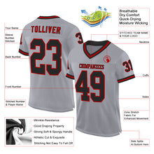 Load image into Gallery viewer, Custom Gray Black-Red Mesh Authentic Throwback Football Jersey
