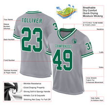 Load image into Gallery viewer, Custom Gray Kelly Green-White Mesh Authentic Throwback Football Jersey
