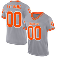 Load image into Gallery viewer, Custom Gray Orange-White Mesh Authentic Throwback Football Jersey
