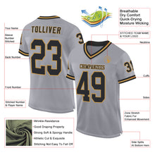 Load image into Gallery viewer, Custom Gray Black-Old Gold Mesh Authentic Throwback Football Jersey
