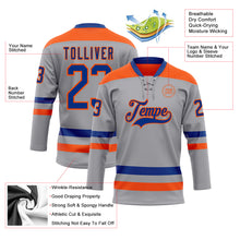 Load image into Gallery viewer, Custom Gray Royal-Orange Hockey Lace Neck Jersey
