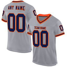 Load image into Gallery viewer, Custom Gray Navy-Orange Mesh Authentic Throwback Football Jersey
