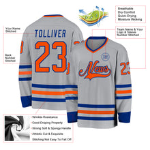 Load image into Gallery viewer, Custom Gray Orange-Royal Hockey Jersey
