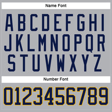 Load image into Gallery viewer, Custom Gray Navy-Gold Hockey Jersey
