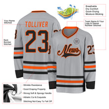 Load image into Gallery viewer, Custom Gray Black-Orange Hockey Jersey
